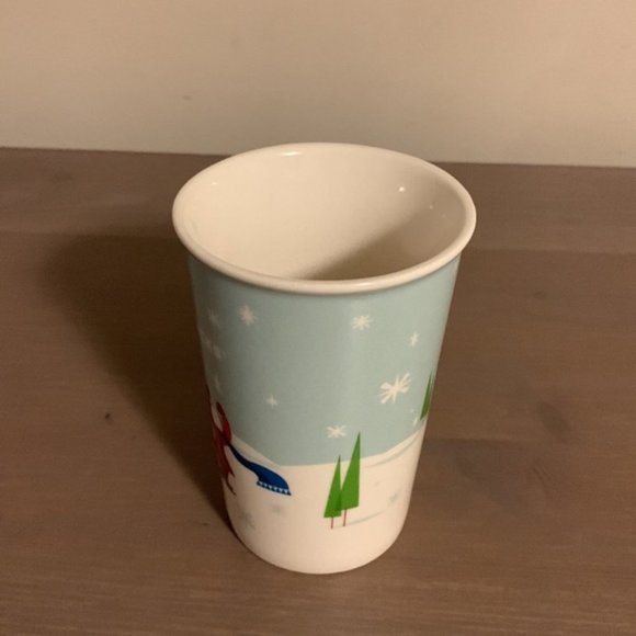 Starbucks “Winter Wonderland” White and Red Porcelain Mug with Airplane Handle - Picture 4 of 6